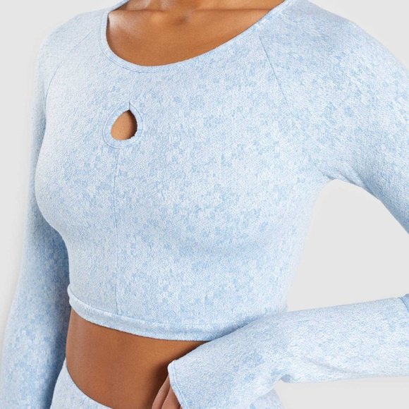 Gymshark Tops - GYMSHARK Fleur Blue Crop Top